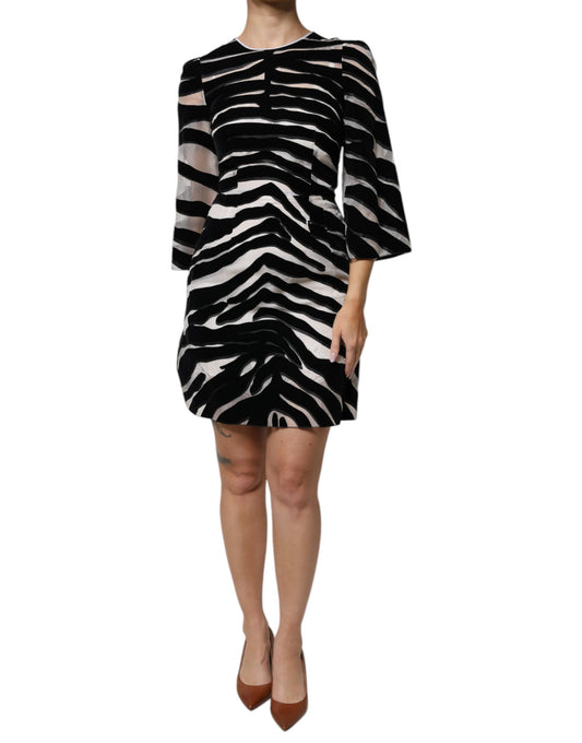 Black White Zebra A-line Sheath Mini Dress