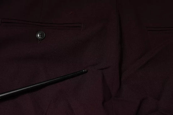 Maroon Mid Waist Tapered Skinny Dress Pants