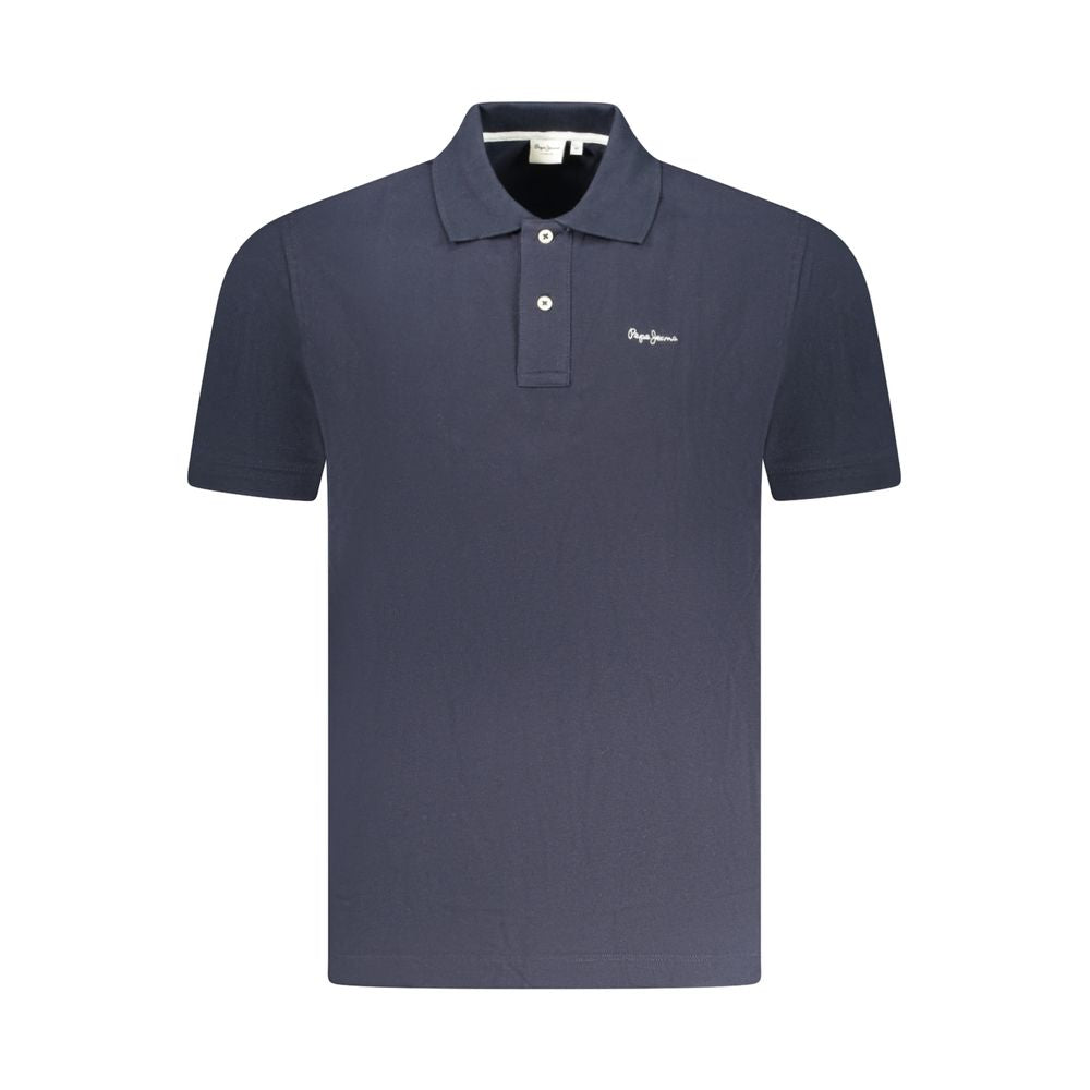 Blue Cotton Men Polo Shirt