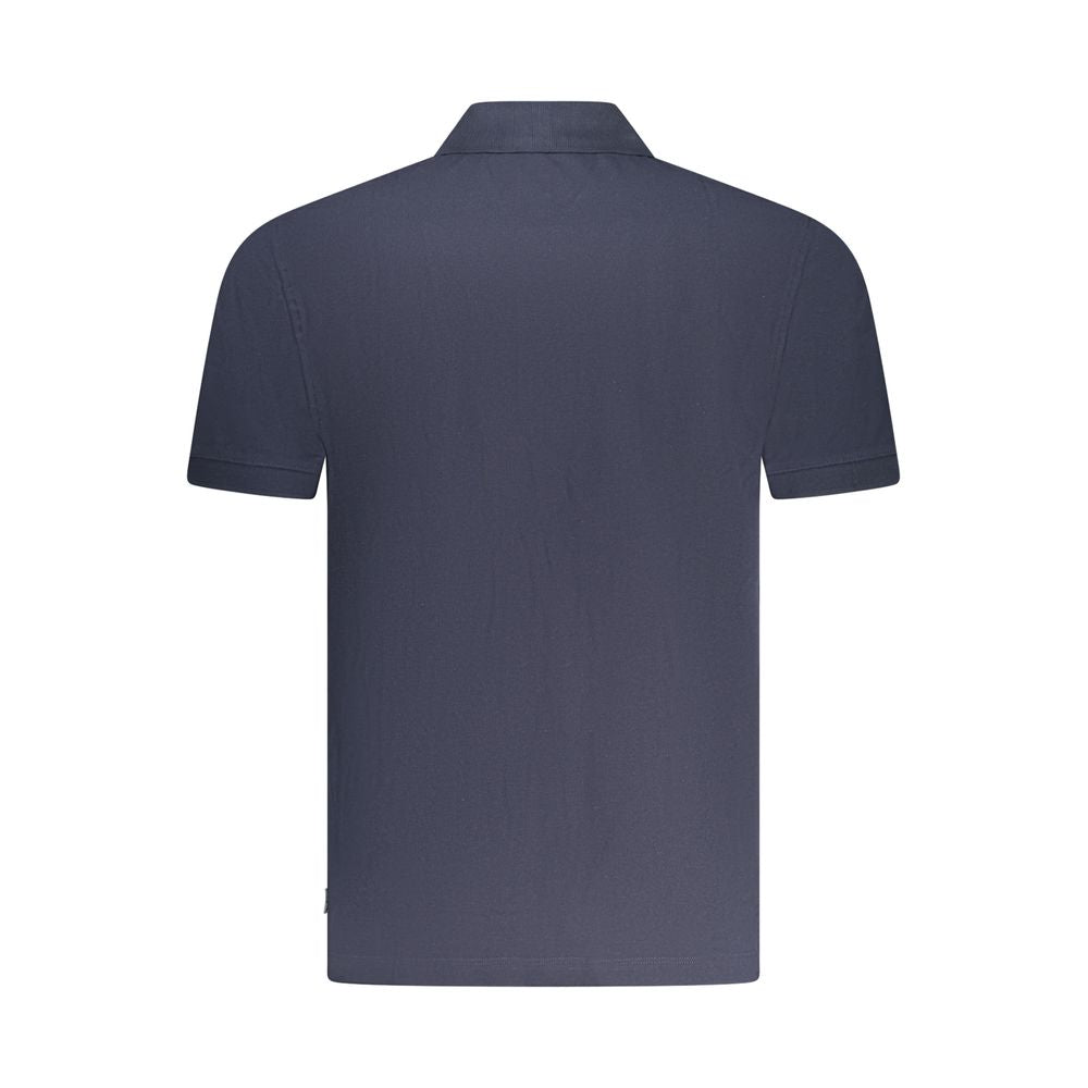 Blue Cotton Men Polo Shirt