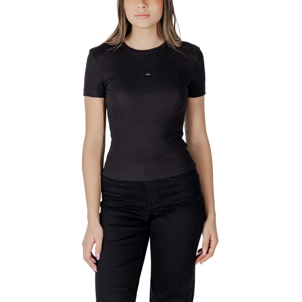 Black Cotton Rigenerato Tops & T-Shirt