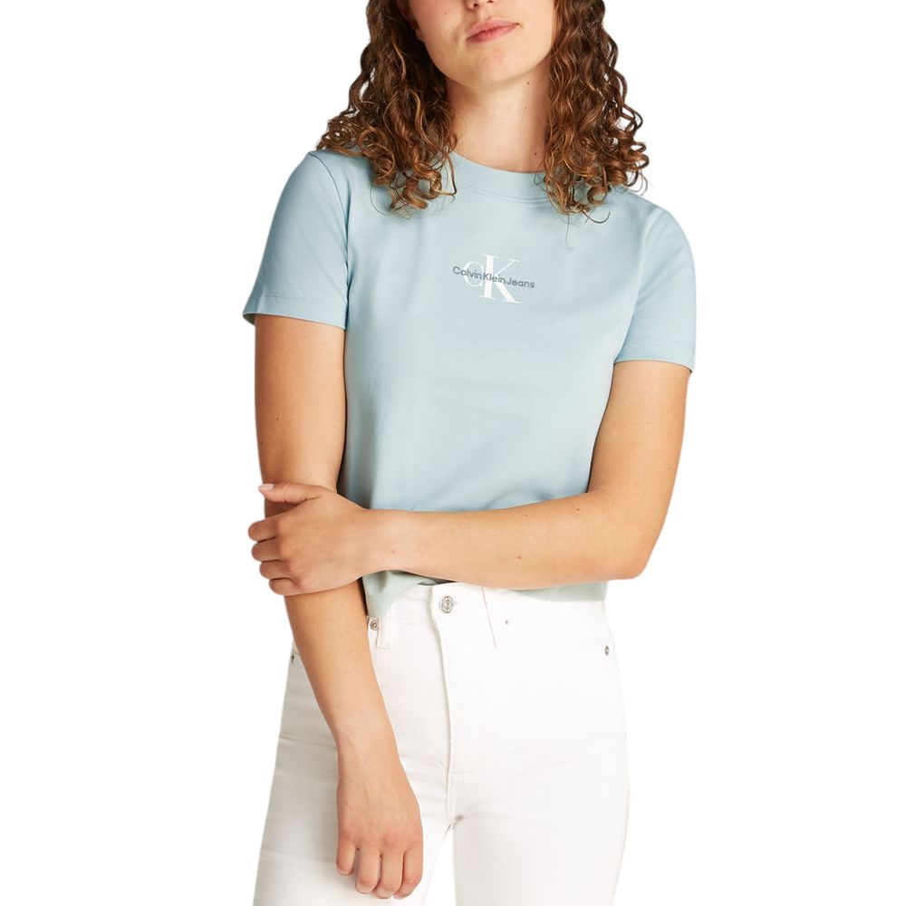 Light Blue Cotton Tops & T-Shirt