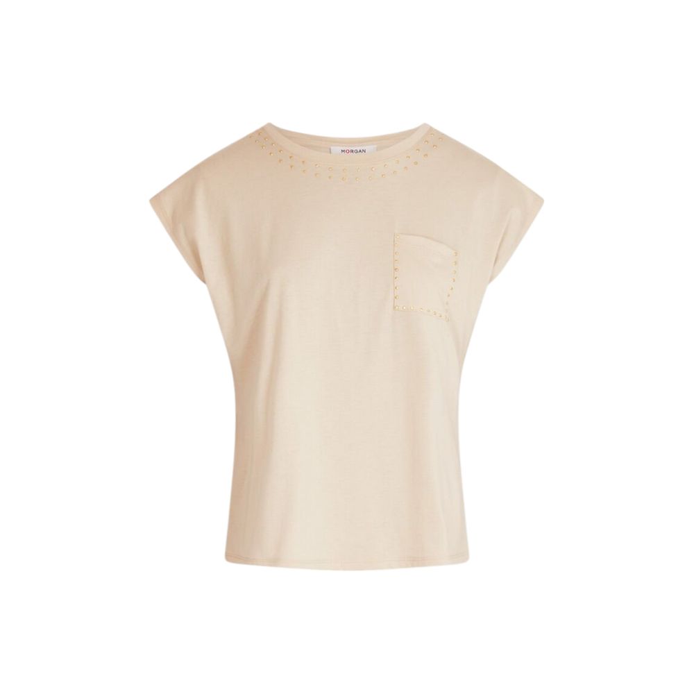 Beige Cotton Tops & T-Shirt