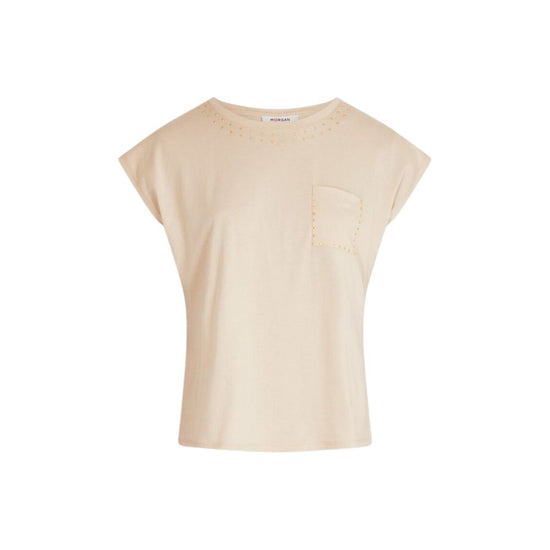 Beige Cotton Tops & T-Shirt