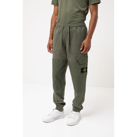 Green Cotton Men Tracksuit Trouser