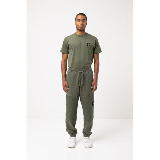 Green Cotton Men Tracksuit Trouser