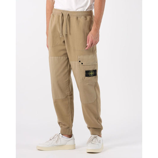 Beige Cotton Men Cargo Trouser