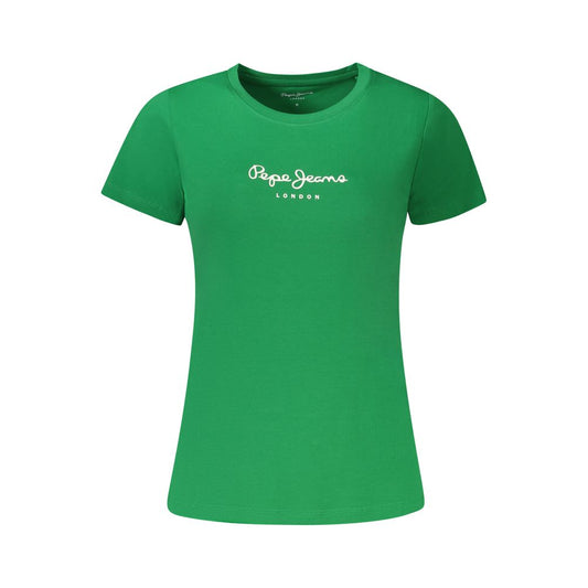 Green Cotton Women T-Shirt