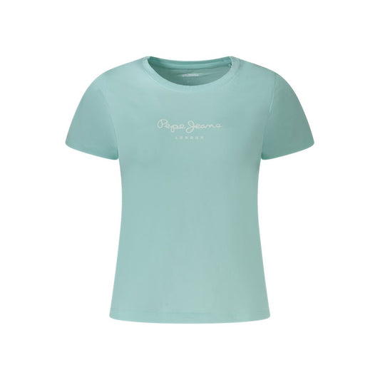 Light Blue Cotton Women T-Shirt