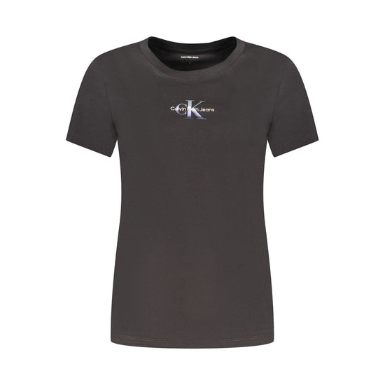 Black Cotton Women T-Shirt