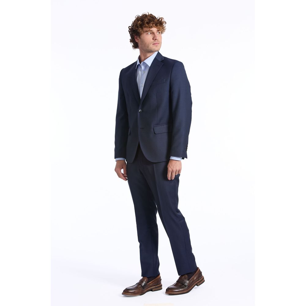 Blue Wool Men Suit