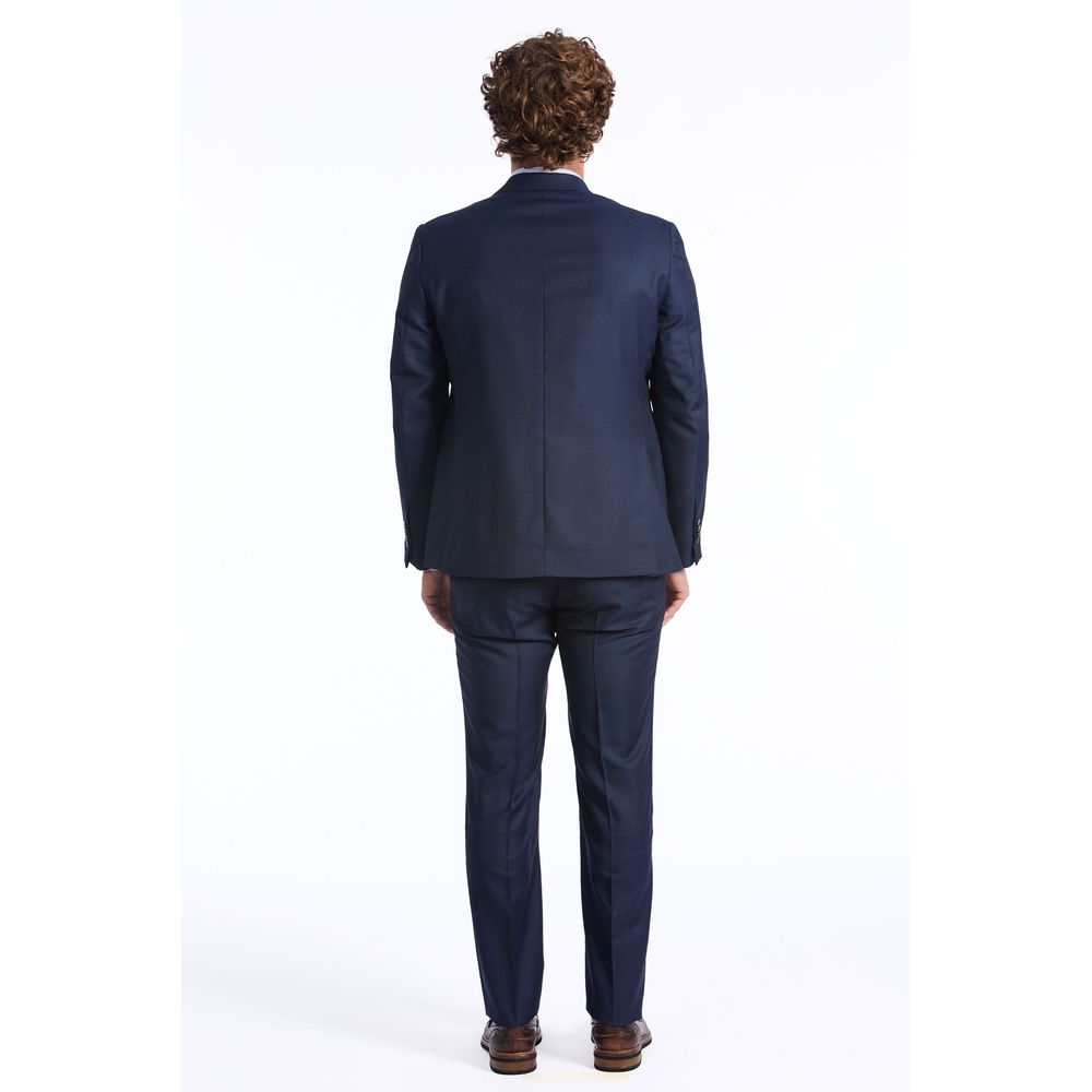 Blue Wool Men Suit