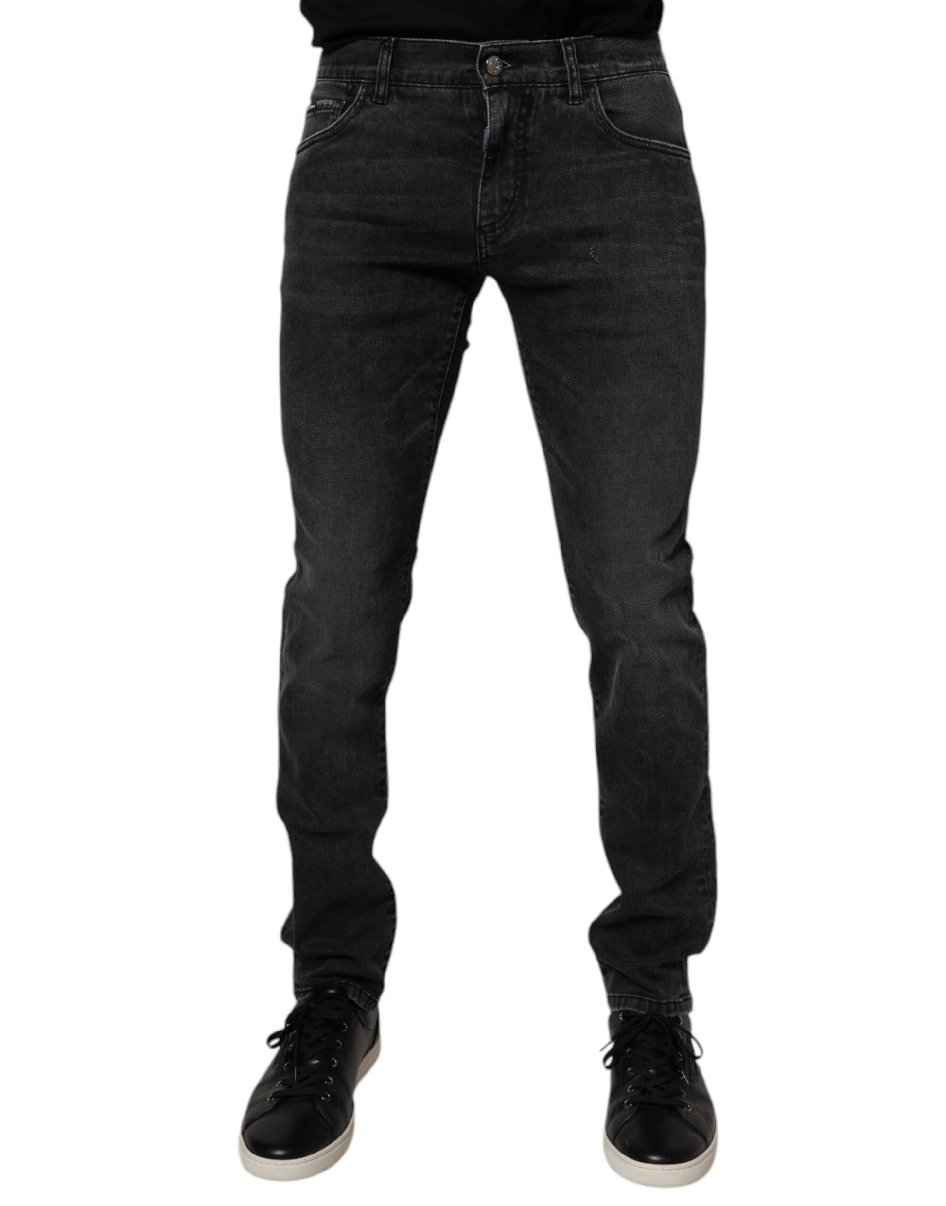 Black Cotton Stretch Skinny Men Denim Jeans