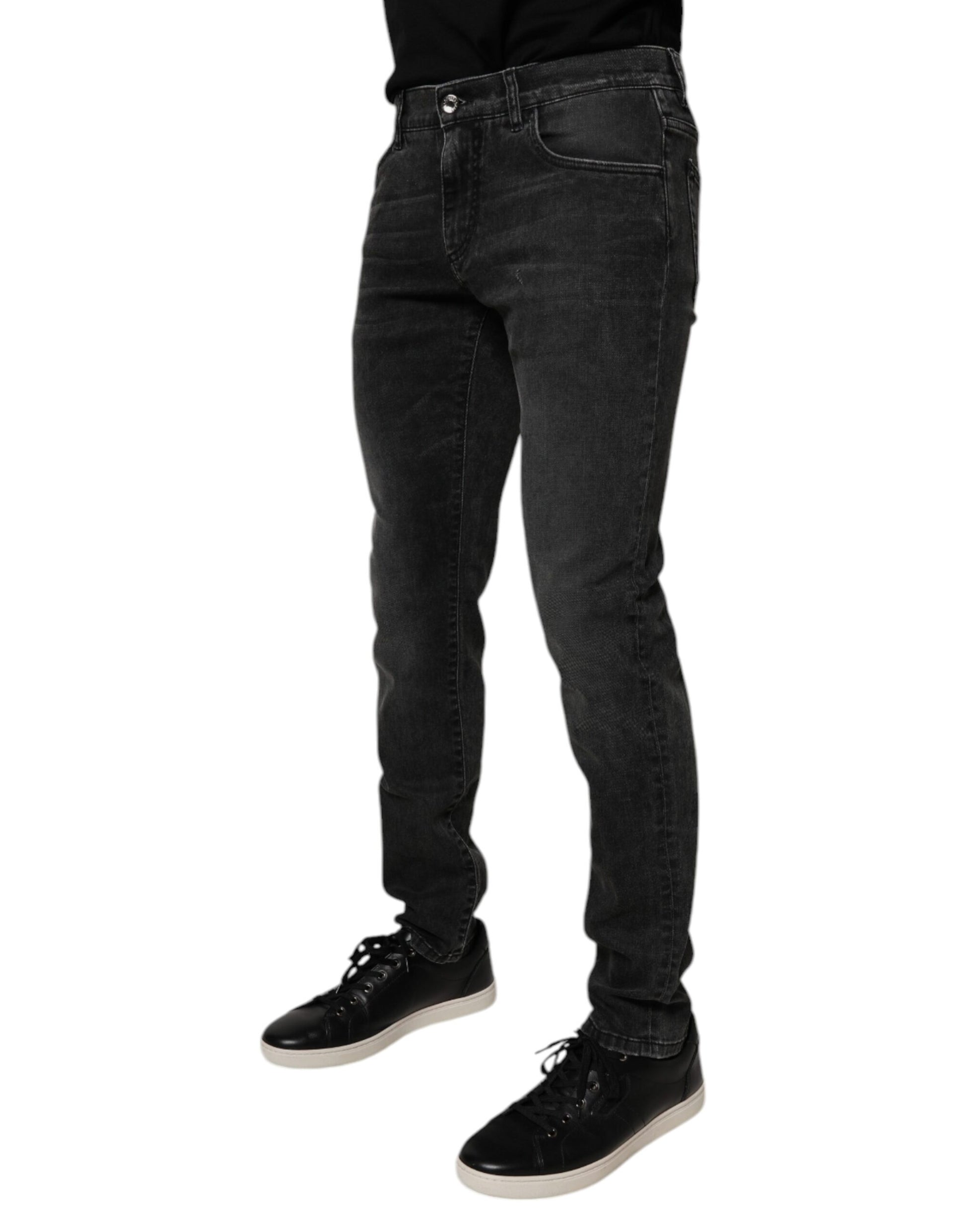 Black Cotton Stretch Skinny Men Denim Jeans