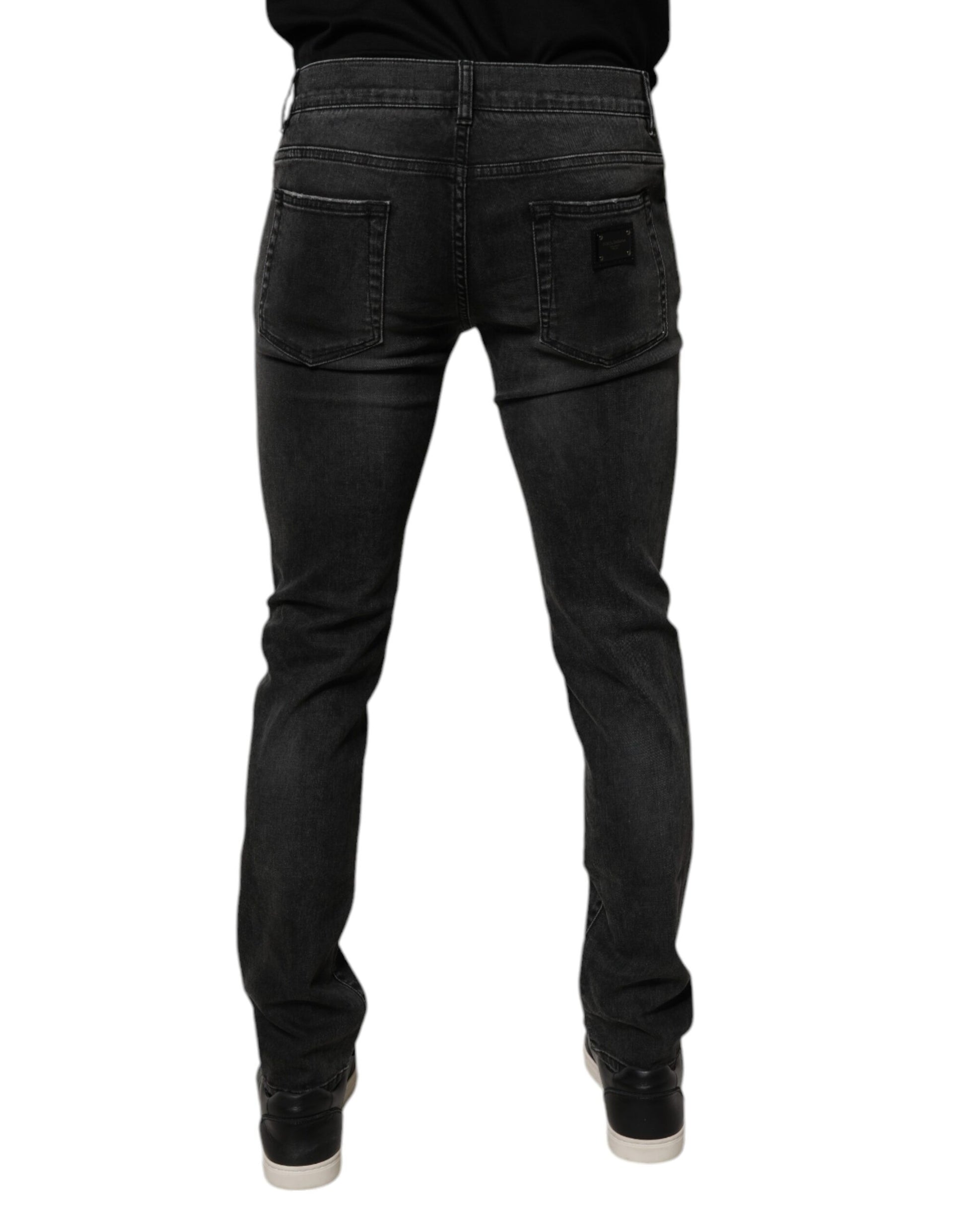 Black Cotton Stretch Skinny Men Denim Jeans