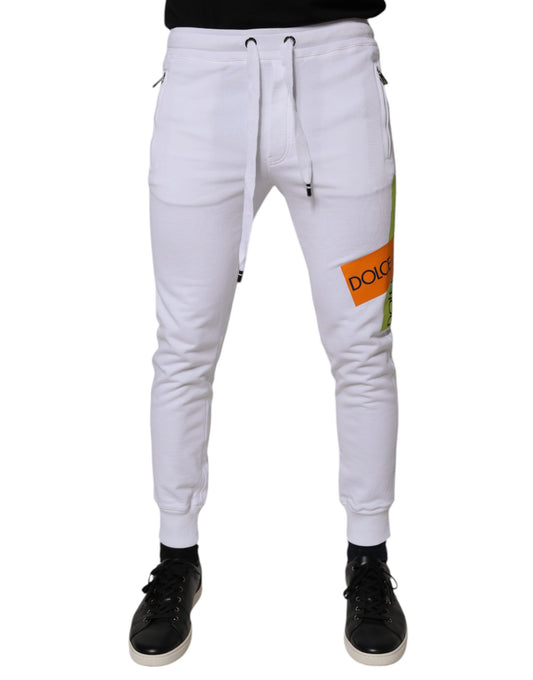 White Cotton Logo Jogger Pants