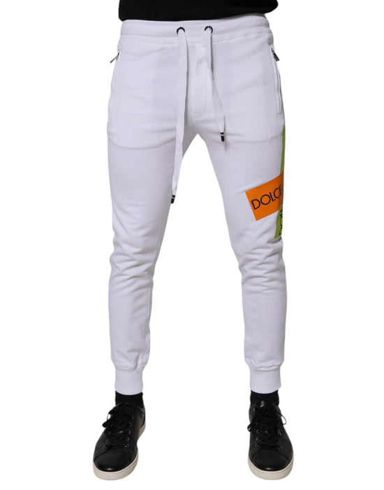 White Cotton Logo Jogger Pants