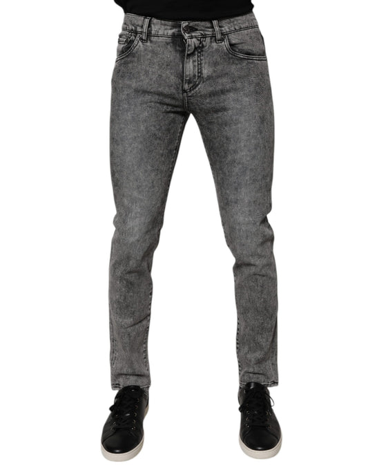 Dark Gray Washed Cotton Slim Fit Denim Jeans