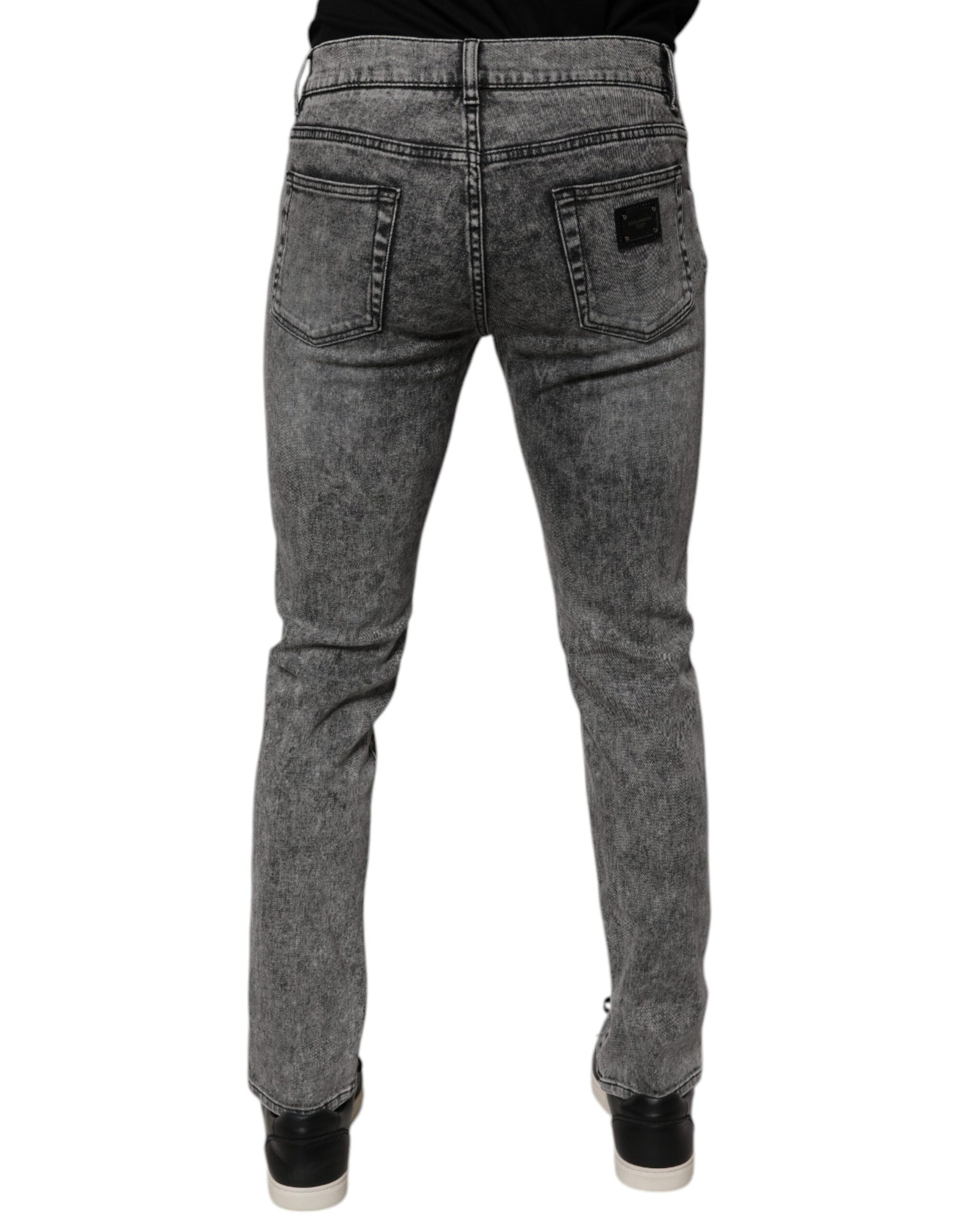 Dark Gray Washed Cotton Slim Fit Denim Jeans