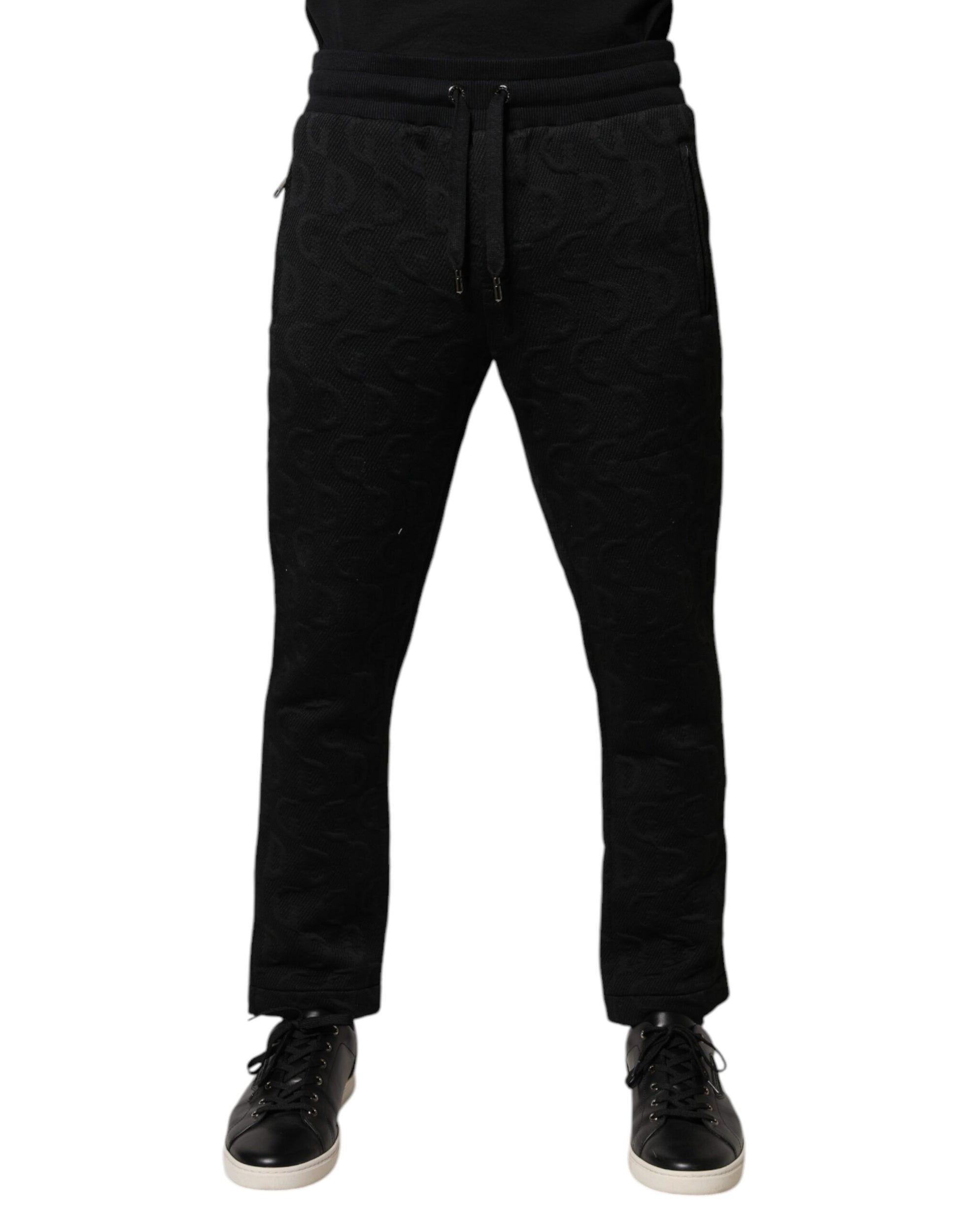 Black Logo Monogram Jogger Sweatpants Pants