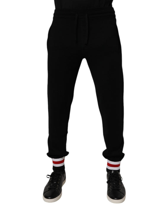 Black Wool Mid Waist Jogger Sweatpants Pants