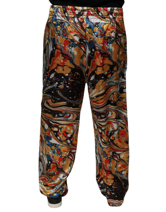 Multicolor Marble Satin Men Tracksuit Pants