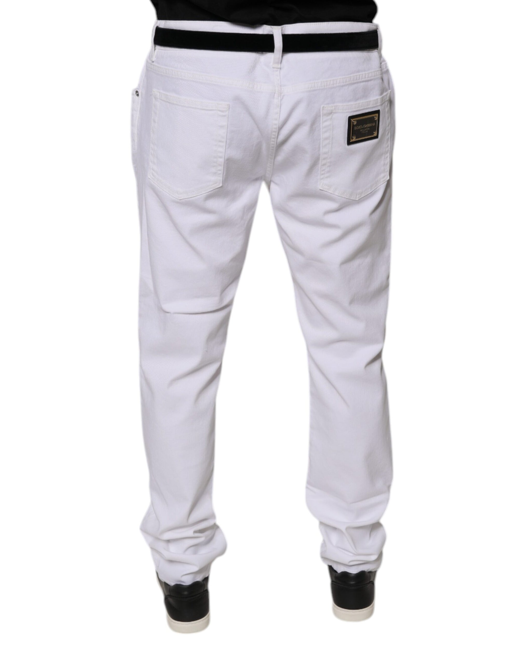 White Cotton Stretch Skinny Men Denim Jeans