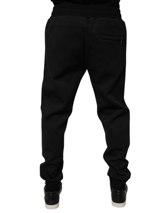 Black Polyester Men Jogger Sweatpants Pants