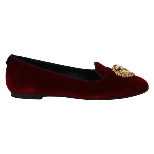 Burgundy Cotton Flat Shoe