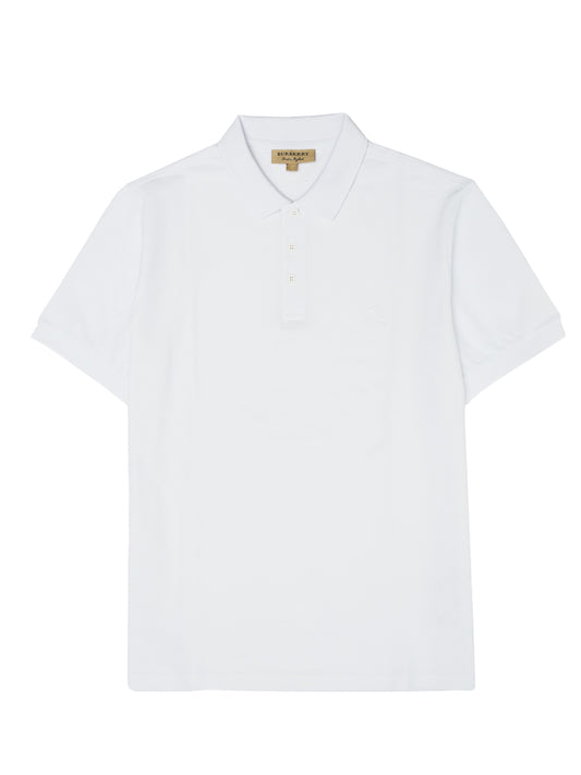 White Cotton Collared Polo Shirt