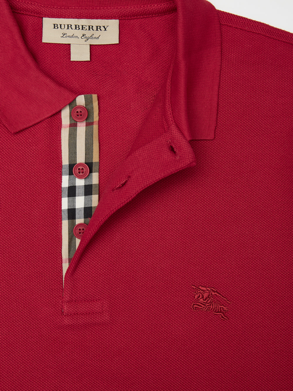 Red Cotton Collared Polo Shirt