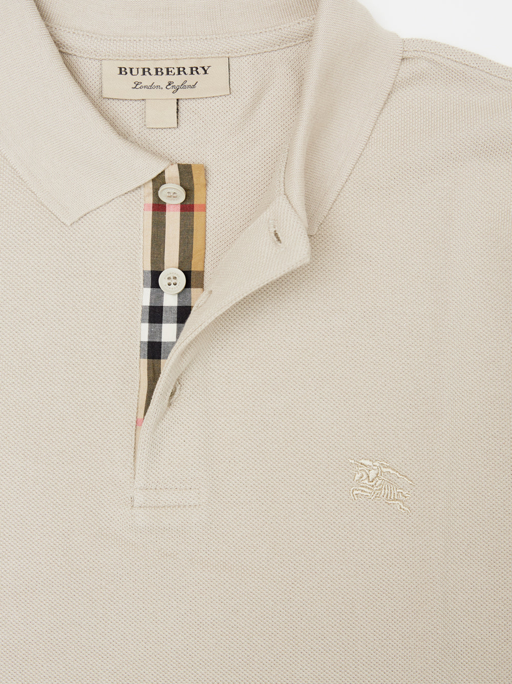 Pale Stone Cotton Collared Polo Shirt