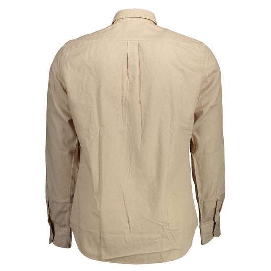 Beige Cotton Men Shirt