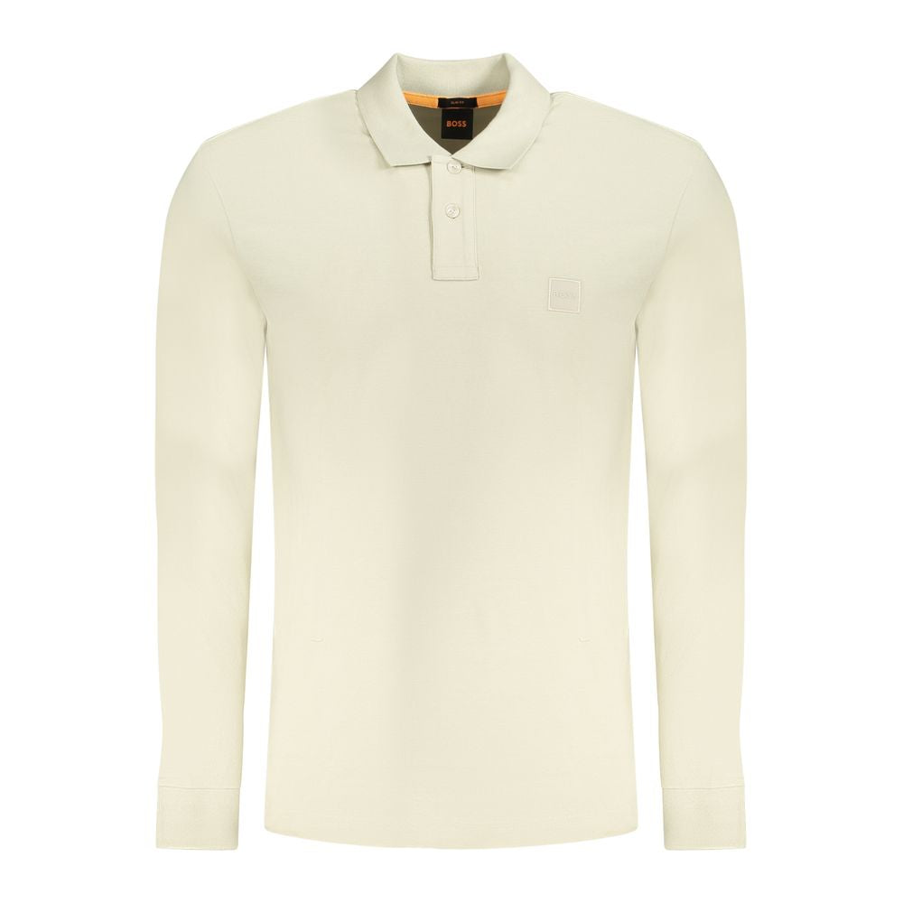 Beige Cotton Men Polo Shirt