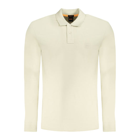 Beige Cotton Men Polo Shirt