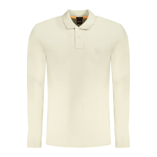 Beige Cotton Men Polo Shirt