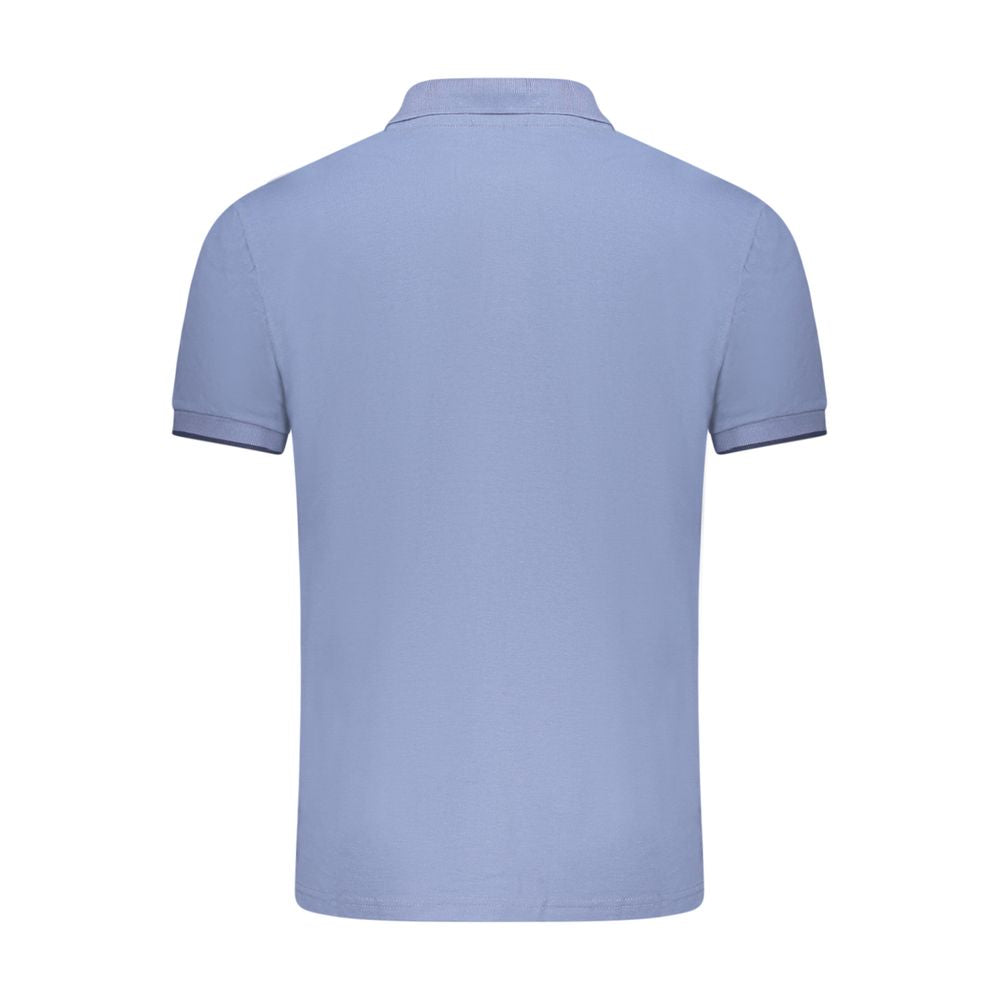 Blue Cotton Men Polo Shirt