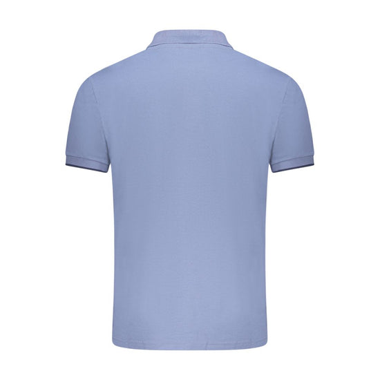 Blue Cotton Men Polo Shirt