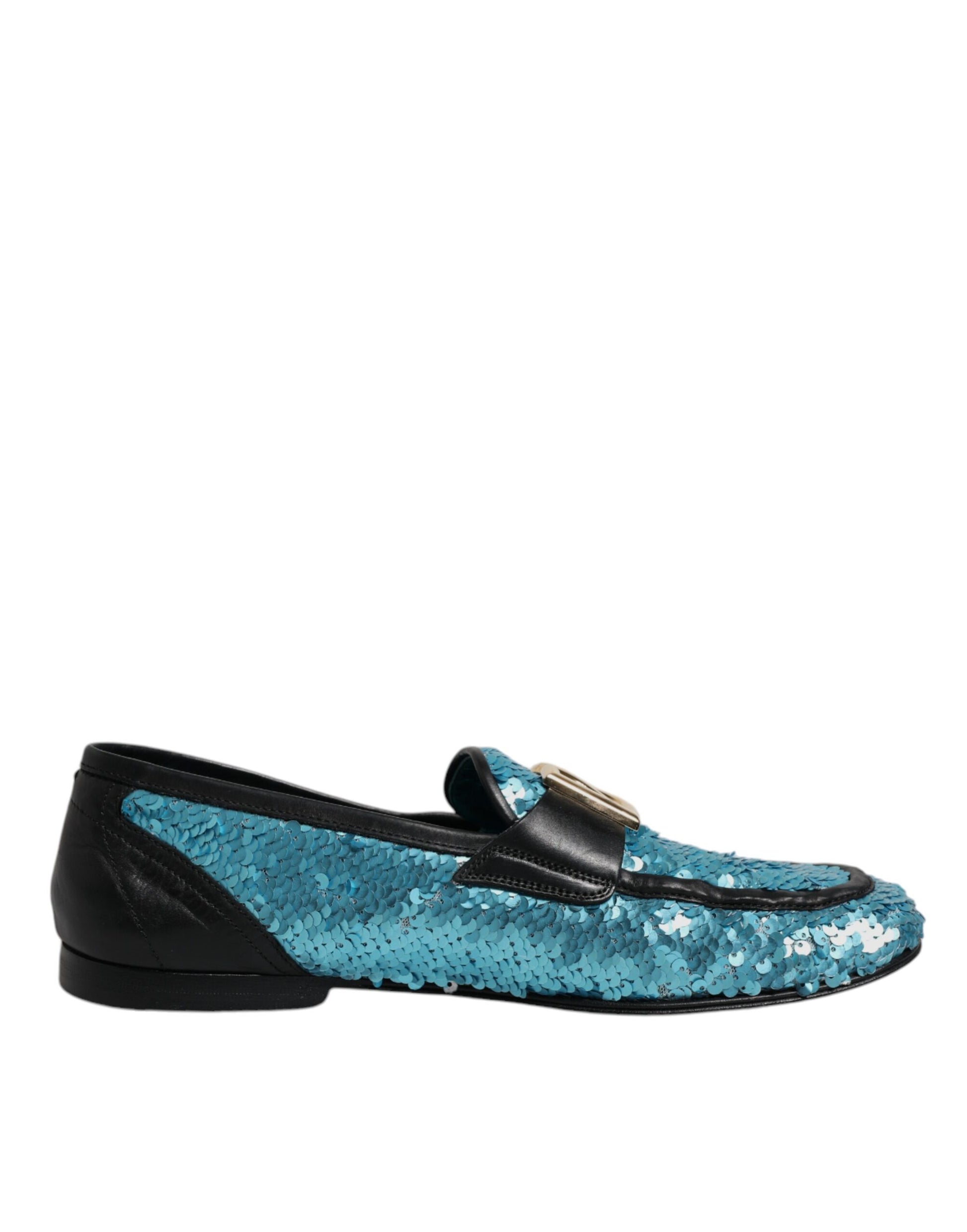 Blue Sequined Loafers Formal Dress Shoes