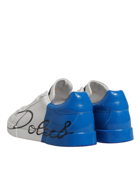 White Blue Logo Portofino Sneaker Shoes