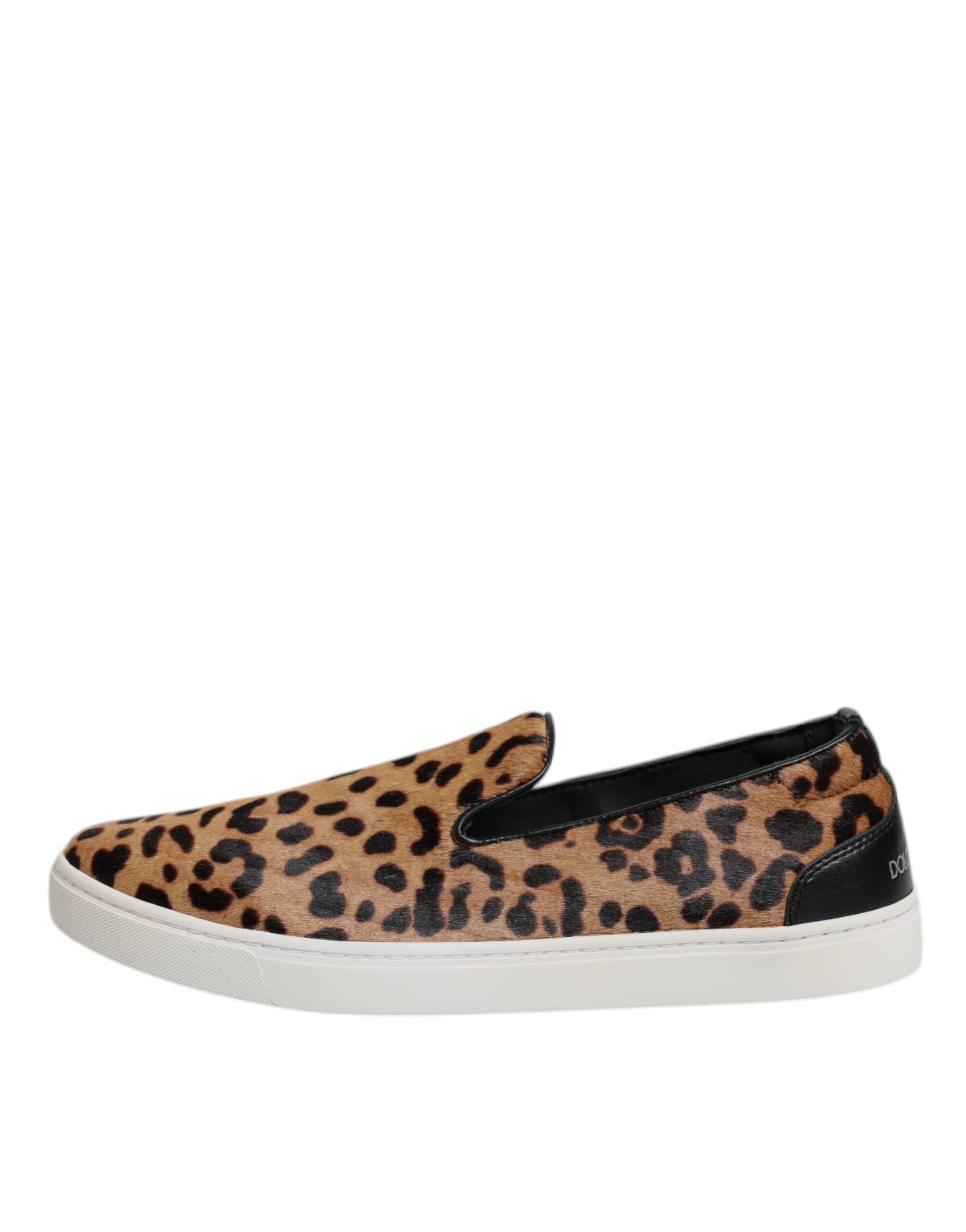 Brown Calfskin Fur Leopard Sneakers Shoes