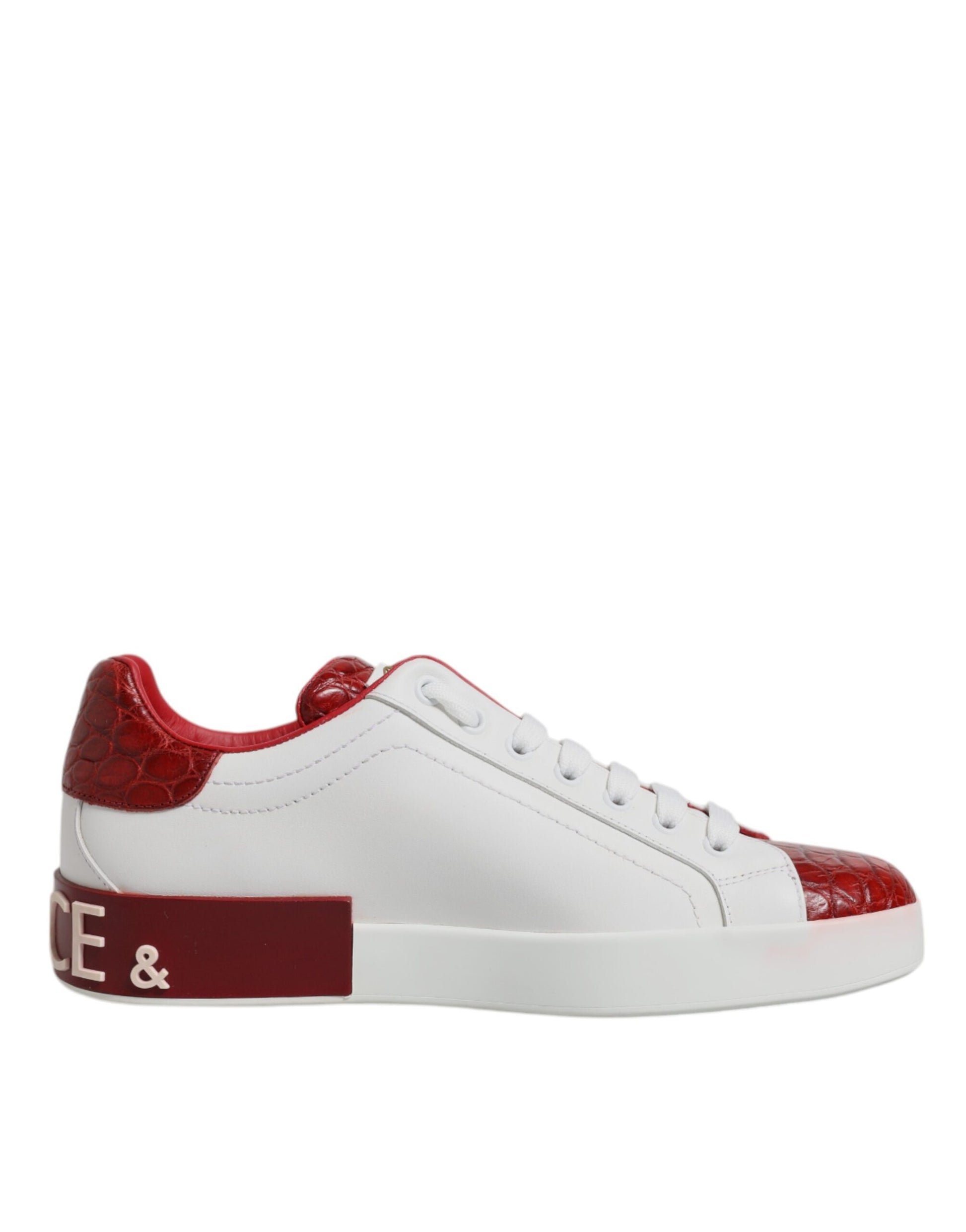 White Red Leather Portofino Men Sneaker Shoes