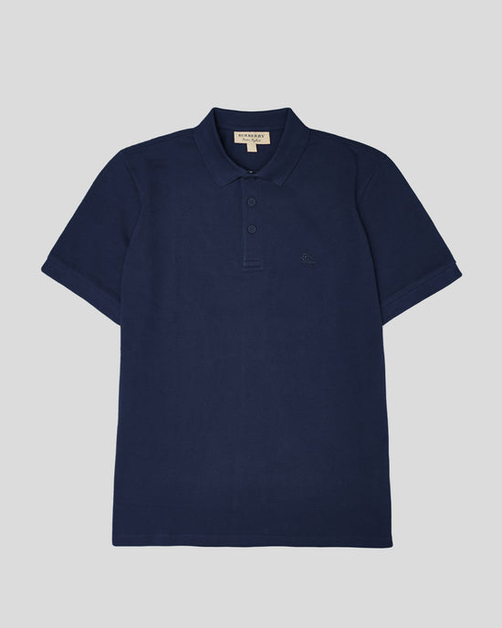 Navy Blue Cotton Collared Polo Shirt