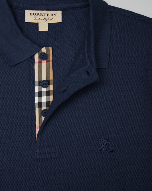 Navy Blue Cotton Collared Polo Shirt