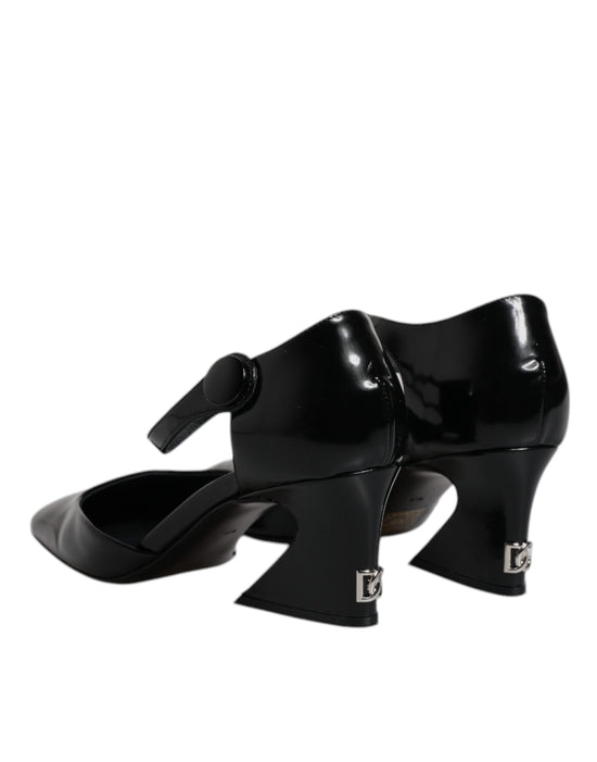 Black Leather Jackie Ankle Strap Sandals Shoes