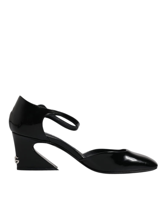 Black Leather Jackie Ankle Strap Sandals Shoes