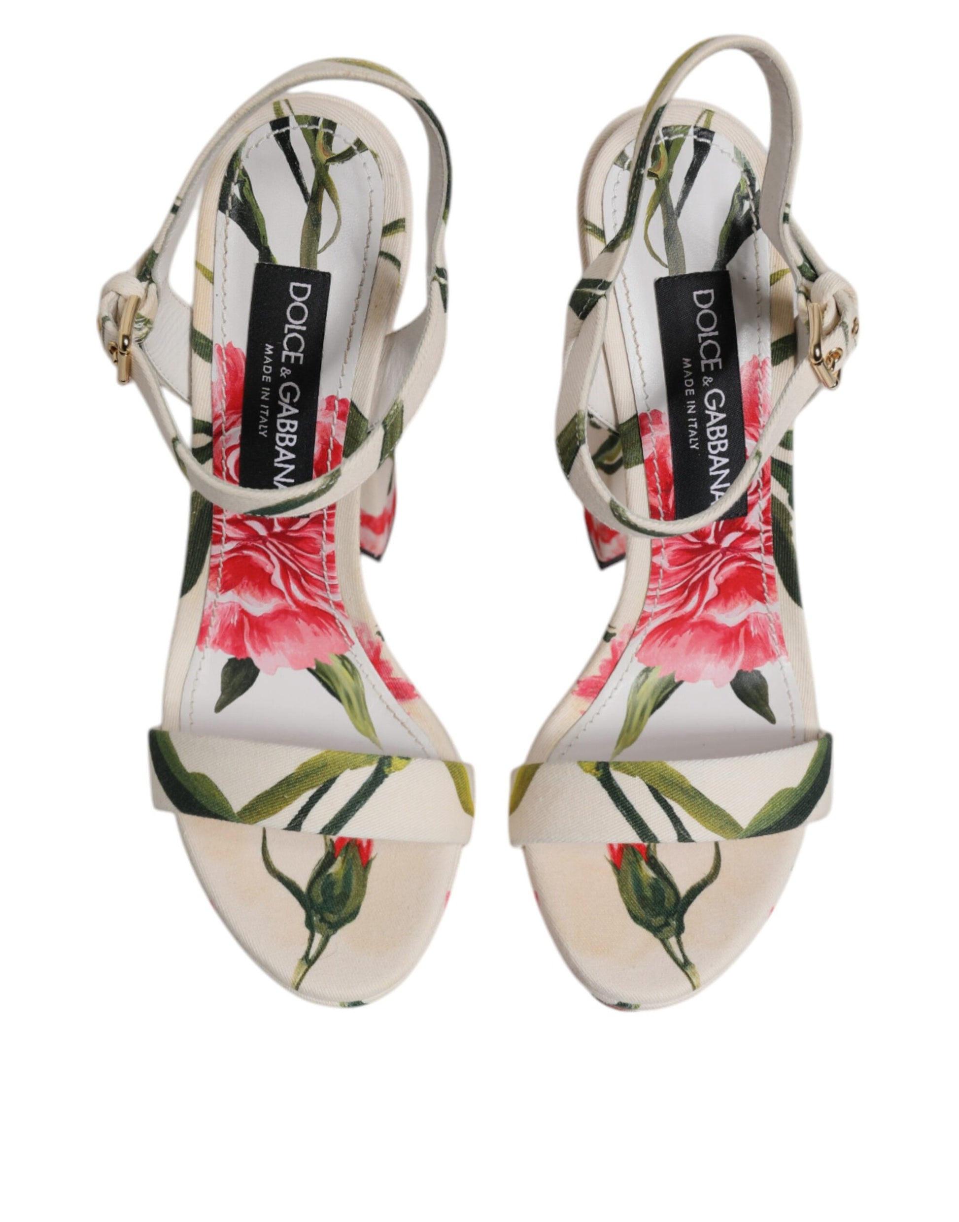 White Floral Ankle Strap Platform Sandals Shoes