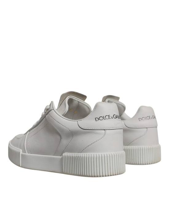 White Miami Leather Low Top Sneakers Shoes