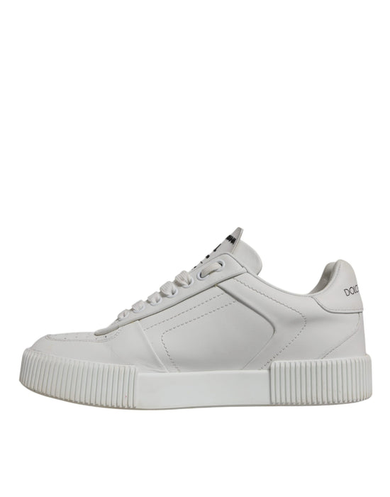 White Miami Leather Low Top Sneakers Shoes