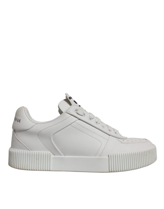 White Miami Leather Low Top Sneakers Shoes